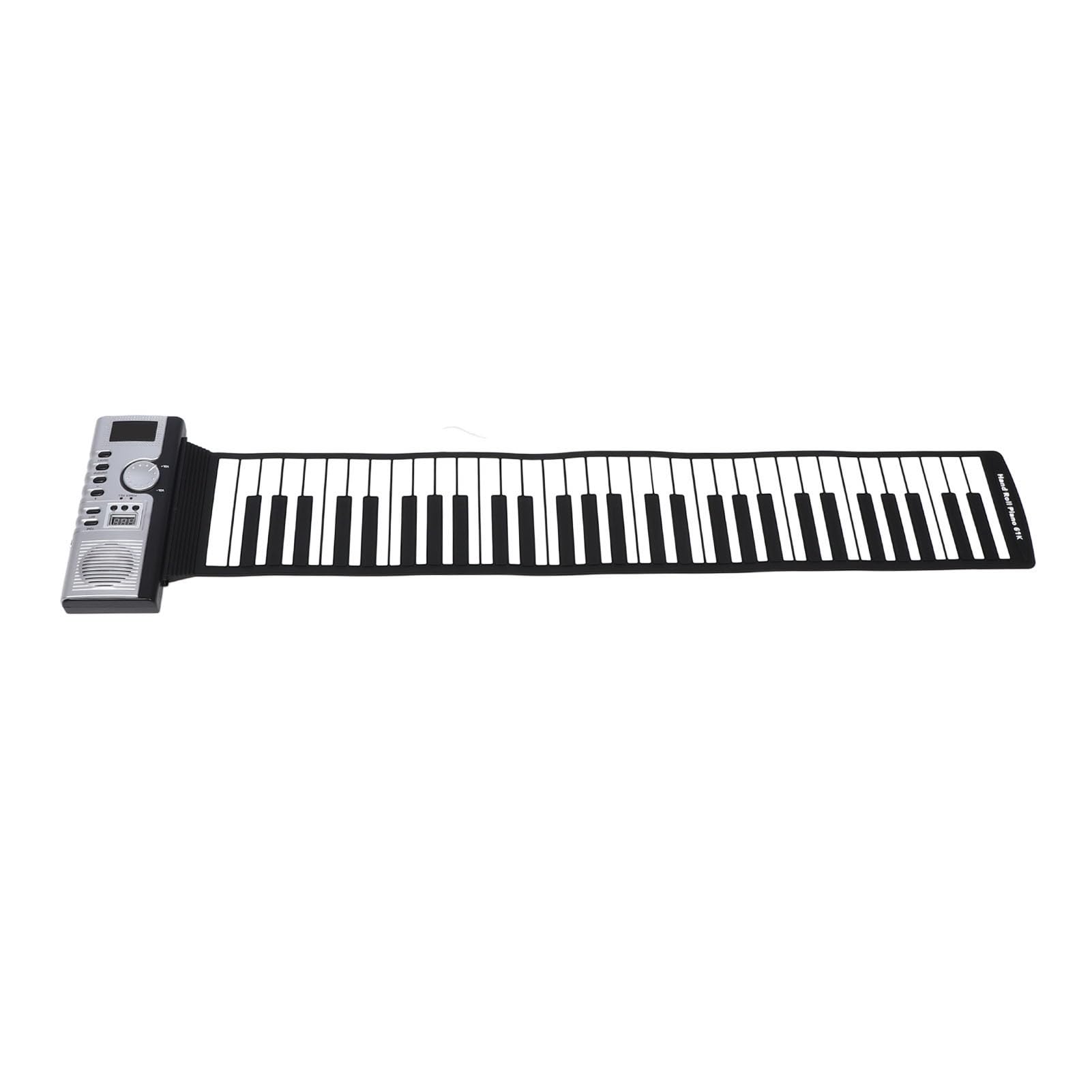 Roll Up Piano, 61 Klawiszy Silikonowa Przenośna Konstrukcja 128 Tonów, 100 uderzeń Przenośna Klawiatura Fortepianowa, 61 Klawiszy i 40 Utworów Demonstracyjnych Wyjście MIDI dla
