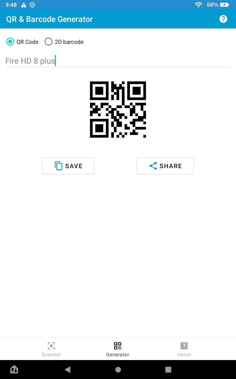 Barcode Generator & Scanner App on the Amazon Appstore