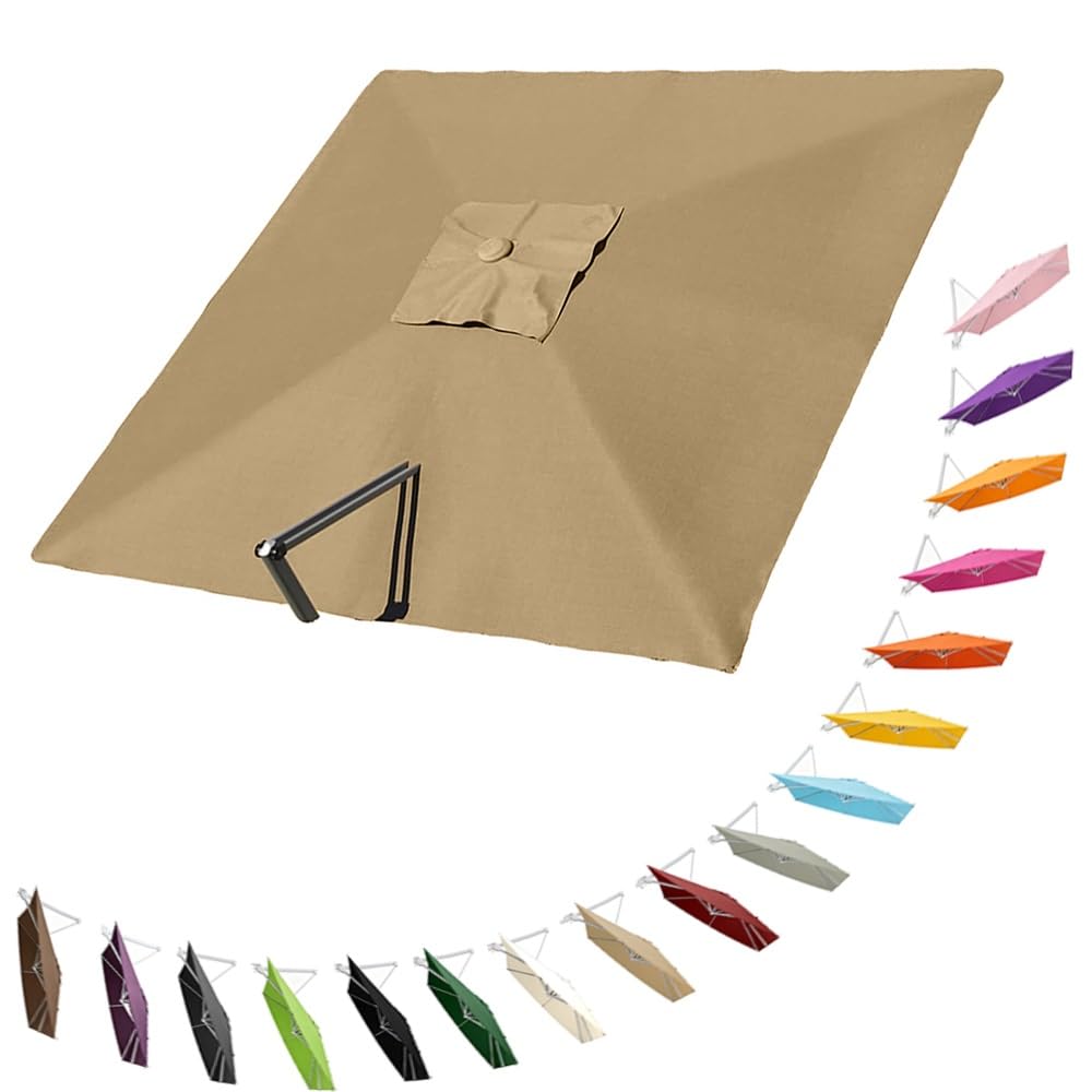 HAEKEBC Square Offset Umbrella Canopy Cantilever Patio Umbrella Replacement Canopy 8 Ribs Parasol Replacement Canvas For Yard Pool(Khaki,3x3m (9.8x9.8ft))