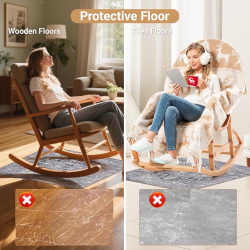 Wiojtry Recliner Chair Mat, Recliner Pads for Hardwood Floors, Non Skid Rubber Furniture Gripper Pads for Recliners, 31.5inch Diameter Low Pile Heavy Duty Non Slip Multi-Purpose Desk Chair Mat Rug by Wiojtry - Used condition - Image 3