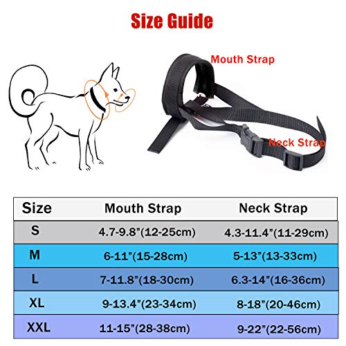 Dog Muzzle with Soft Fabric for Small, Medium and Large Dogs, Anti Biting, Chewing, Adjustable, Breathable(XL,Black)