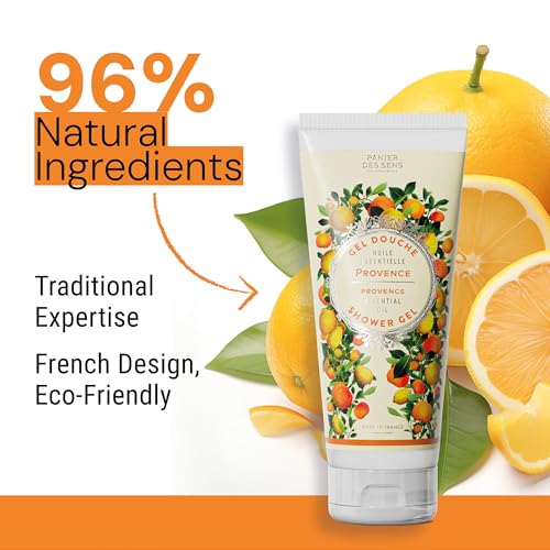 Image of Panier des Sens Provence Citrus Body Wash, French Shower Gel, 6.8 fl oz | Vegan Body Wash | 96% Natural-Origin Ingredients | Gentle Daily Cleansing | Long-Lasting Fragrance | Soft Skin Feel