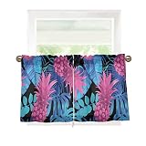 DOMIKING Pineapple Window Treatment Tiers for Kitchen Half Window Curtain with Rod Pocket Cafe Curta