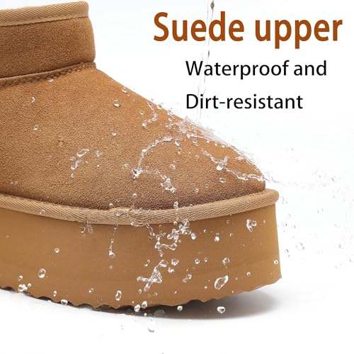 AoSiFu Platform Mini Boots for Women Genuine Suede Leather, Classic Winter Ankle Snow Boots with Comfortable Memory Foam Insole Water Resistant Lightweight Anti-Slip Outsole for Outdoor Indoor2