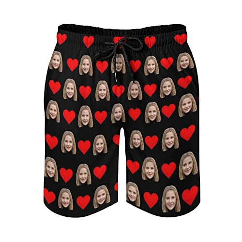 Custom Mens Swim Trunks with Faces American Flag Quick Dry Surf Board Shorts Personalized Photos Gifts2