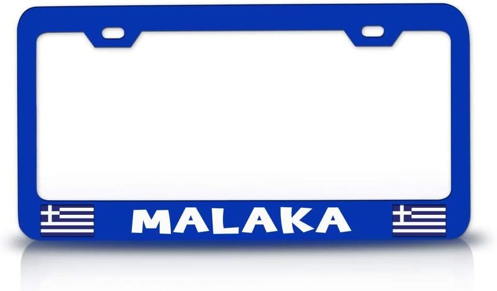 MALAKA Greek Greece Metal Blue Car SUV Truck License Plate Frame s89