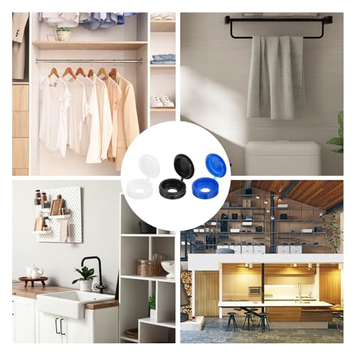 QUARKZMAN 210 Stück Schraubenabdeckungskappen, Kunststoff-Scharnier-Schraubenabdeckungen, Snap-Waschmaschinenabdeckungen Schraubenkappen für Möbel und Wände, Blau/Weiß/Schwarz