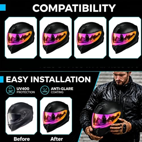 Image of PSLER Shatterproof Motorcycle Helmet Visor for R420,Rose Red