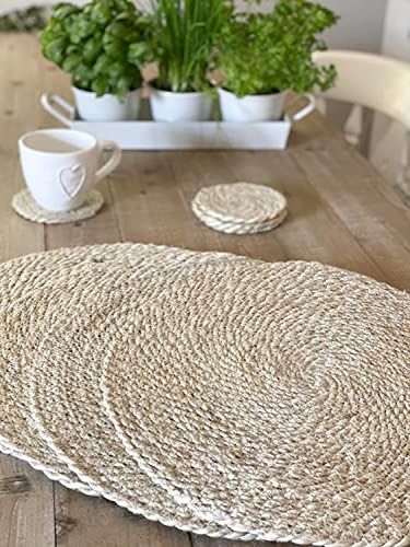Image of Jute Braided Natural Rug Hand Woven & Reversible for Living Room Kitchen Entryway Rug, Jute Burlap Braided Rag Rug, Farmhouse Rag Rug, Rustic Rug (jutebox, 35cm)