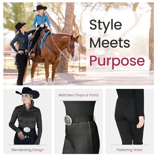 HOBBY HORSE Women’s Show Belt – Western Leather Belt for Riding, Adjustable Black Ladies Equestrian Style2