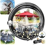 CURTAIN LAND Système De Brumisation (15M) Système De Refroidissement par Brouillard Extérieur Ligne De Brumisation avec 17 Buses D'arrosage en Laiton Brumisateur pour Jardin Patio Trampoline Terrasse