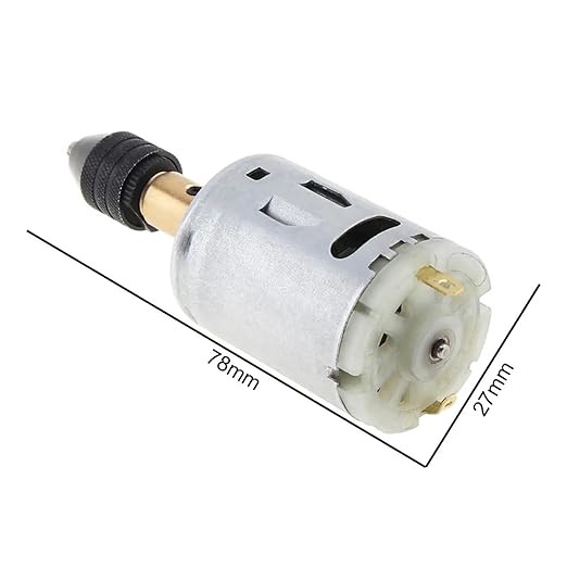 Taladro de Mano DC 12-24V 385 con Mandril 3 Mordazas y Llave para PCB Madera miniatura 4