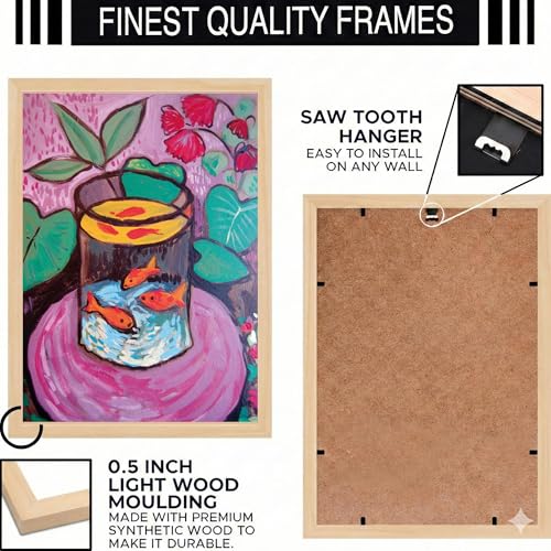 Image of BLINKART Henri Matis Aesthetic Modern Art Walls With Frame | Natural Wood Texture | Living Room Bedroom Office Wall Decoration | Poster Home Decor Frames Wall Bedroom | 12x8 Inches (D238)