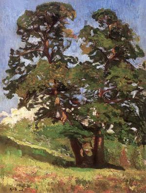Peinture à l'huile Sunlit Tree at Nagybanya 1903 Alfred Reth Toile Murale Salon 24x36 Pouces