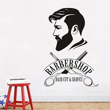 Large Barber Shop Wall Decal Set - 16x24 Inch Vinyl Mural for Wall, Office, Salon Decor - Includes Classic Barber Shop Sticker