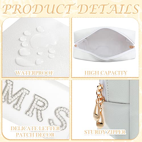 Image of Xtinmee Personalized Initial Wedding Bride Slipper Mrs Pearl Letter Makeup Bag Bachelorette Party Bridal Shower Wedding Gifts(A)