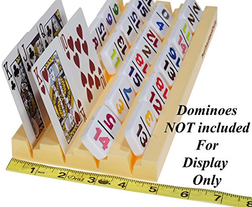 Plastic Trays / Racks for Dominoes OR Playing Card _ Dual Use _ Set of 4 _ Bonus 1 Deck of Ace 100% Plastic Playing Cards (Random backing color of Red or Blue) - Thumbnail 3