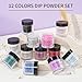 Eodci Nail Dip Powder Set, 12 Colors All Seasons Nude Red Blue White Glitter Silver Nail Art Starter Manicure Salon DIY at Home Nail Dipping Powder French No Needed Nail Lamp Cured