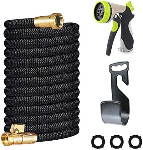 Gamegie Garden Hose 100 ft,Water Hose Metal Hose Nozzle Spray & Car Washing Nozzle,2018 Upgrade Water garden kits