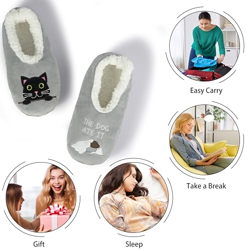 Image of BenSorts Fuzzy Slipper Socks for Women Funny House Slippers with Grips | Warm Cozy Cute Socks Non Slip Gifts Thick Stocking Stuffers Christmas