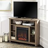 Walker Edison Woodcroft Classic Fireplace Corner Stand for TVs up to 50 Inches, 44 Inch, Driftwood