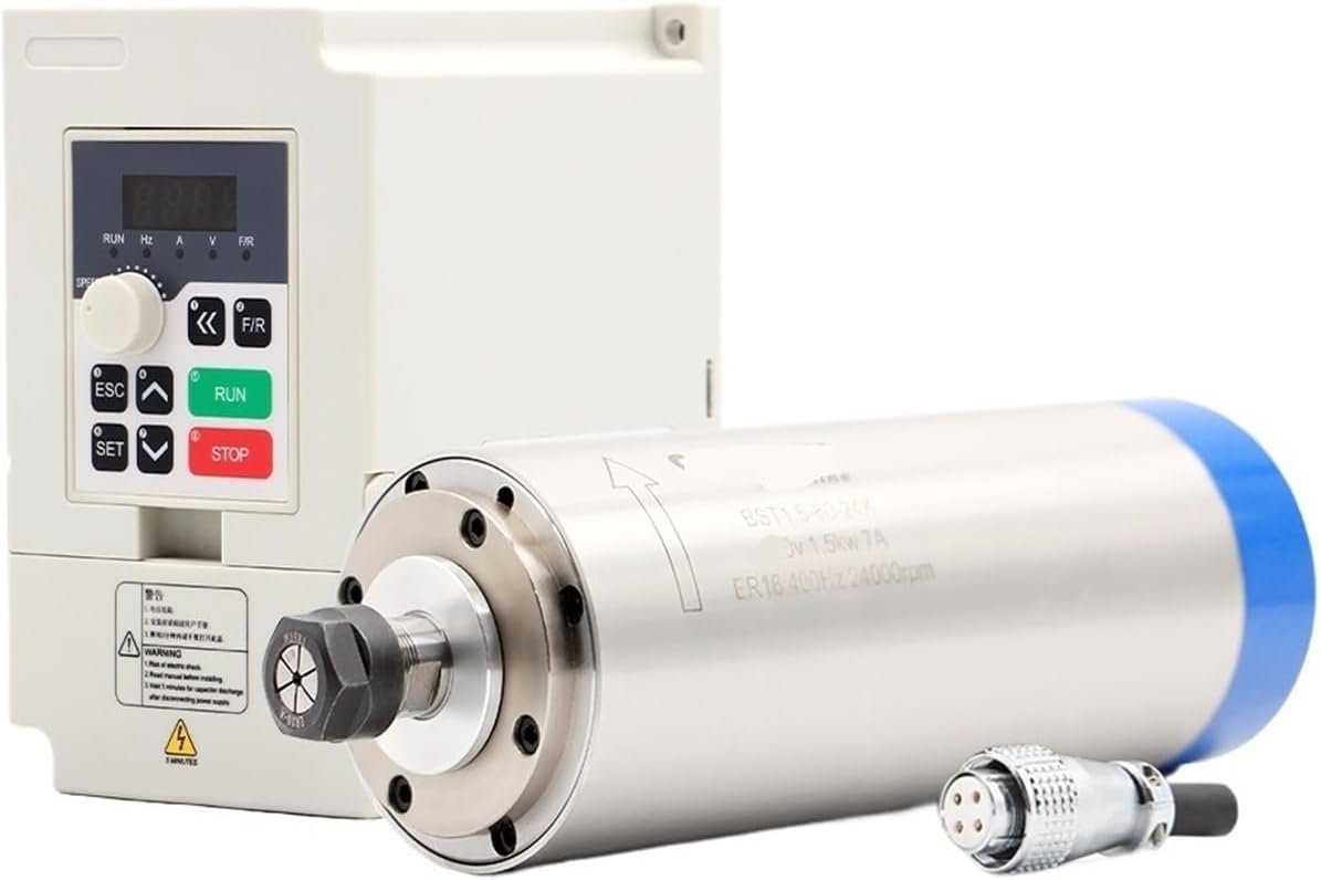 220v 1.5kw ER16 water cooled spindle 80x220mm 4 bearings and 1.5kw VFD/Inverter
