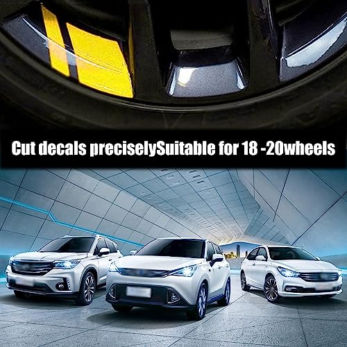 Image of gunhunt 6 PCS Car Reflective Stickers, Wheel Rim Decal Stripes Car Decals, Automotive Decals Hash Stripe Stickers for 18-21 Inch Wheels Tire Rim Safety Decoration Accessories (Yellow)