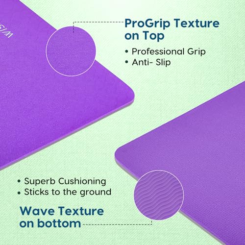 Image of WiseLife 7 chakra Printed 6MM Yoga Mat + Yoga Strap For Men, Women, Kids | Anti-Slip Extra thick, long & Wide Exercise Sports Mat for Workout, Fitness, Yoga, Gym, Home & Pilates (Purple-Chakra)