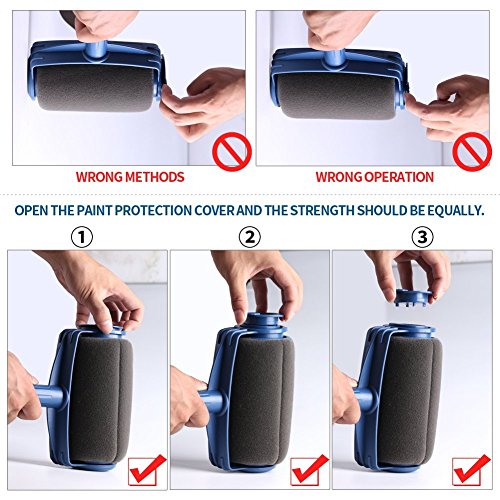 Paint Roller Brush Kit Pro, Wall Painting Handle Tool with Paint Runner Brush, Wall Printing Brush, 3 Extension Poles, Printing Brush Tray, Handle Flocked Edger Room for Walls and Ceiling - Thumbnail 6