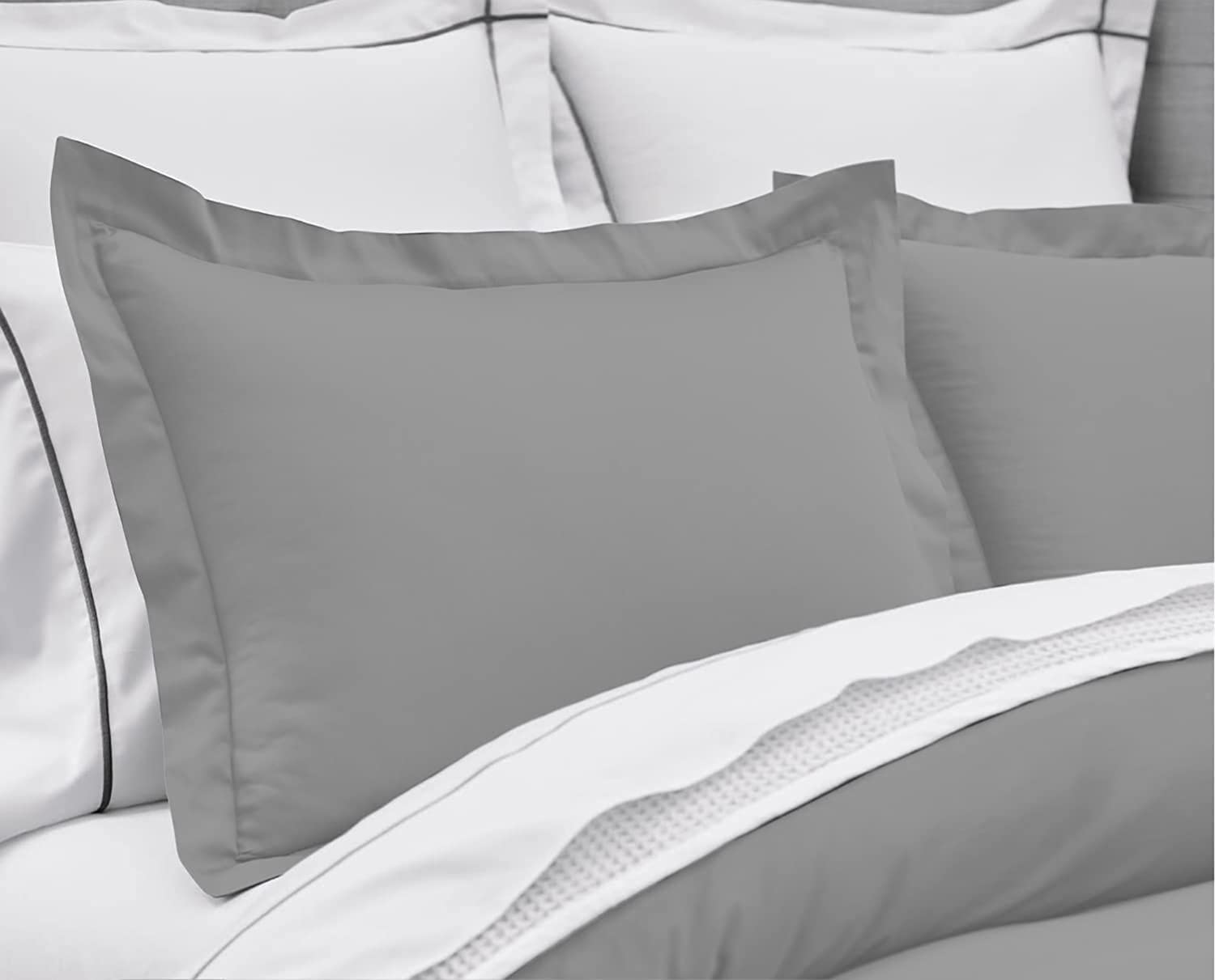 Continental - Juego de 4 fundas de almohada 100% algodón egipcio Oxford, 400 hilos, suaves y frescas, calidad de hotel (65 x 65 cm), paquete de 4 fundas de almohada para dormitorio, color gris claro
