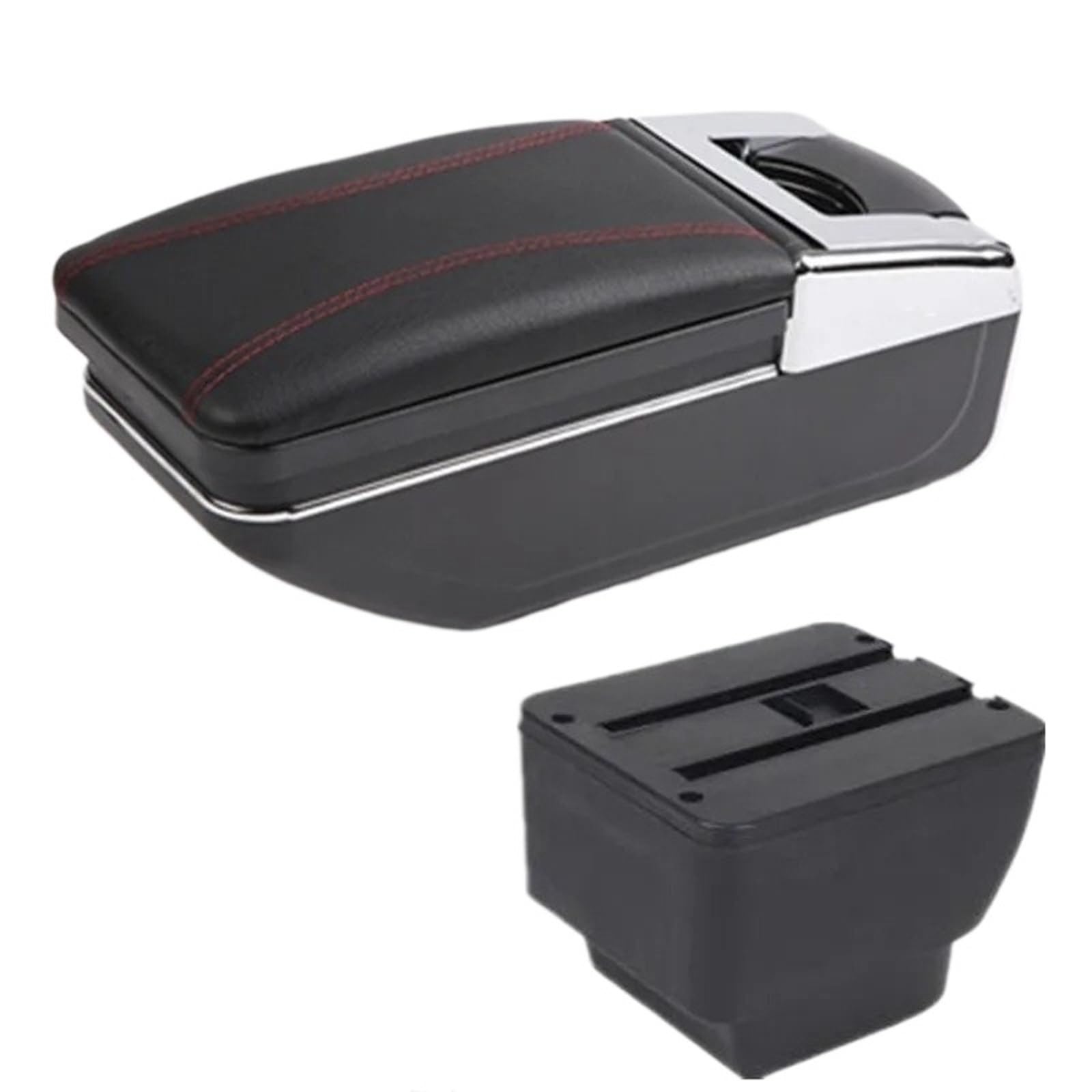 NOKRGQW Car Armrest Box For MAZDA 2 Car Armrest Centra Storage Box Interior Dedicated Retrofit Parts Accessories(A1 red line NO USB)