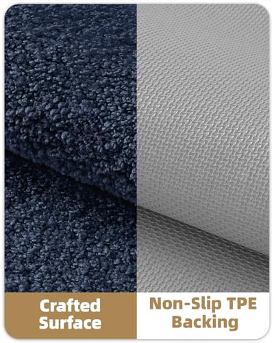 Image of Color&Geometry Small Blue Bathroom Rugs, Non Slip Shower Mat with Rubber, Ultra Soft and Absorbent, Washable Bath Mats for Bathroom Floor, Shower, Sink, Vanity, 15 inchx23 inch