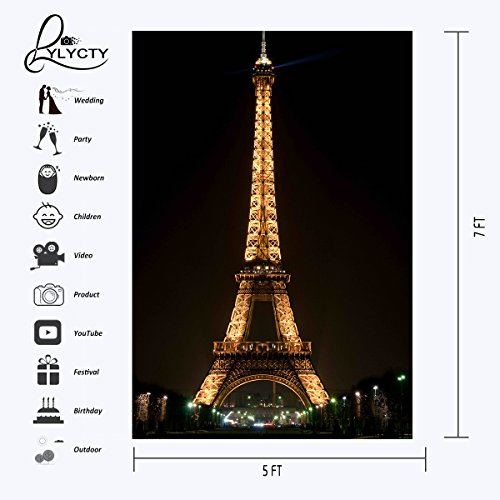 Lylycty 5×7Ft Lights Up The Night Paris Eiffel Tower Photography Backdrop Photo Studio Background Props Wall-251 #TOP1