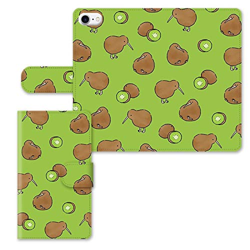 スマホケース 手帳型 ノート型 マグネットベルト キーウィ キウイ 鳥 フルーツ 02:総柄グリーン iphone7 iphone8 iphoneSE(第2世代) iphoneSE(第3世代) 対応ケース