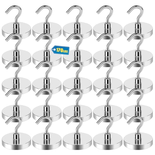 Image of LOVIMAG Magnetic Hooks, Cruise Essentials 2026, 25 Pack-170LBS | Heavy Duty Strong Magnet Hook for Cruise Cabin, Refrigerator Fridge, Ship, Classroom, Kitchen Grills, Silver