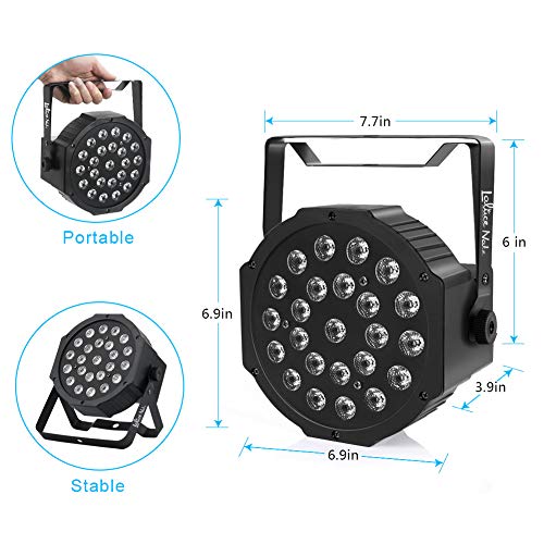 24W Stage Lights, LaluceNatz 24 LED Par Lights 8 Channels RGBW Sound Activated Dj Lights with Remote DMX512 Control for Halloween Christmas Wedding Church KTV Disco Dance Party Stage Lighting(4pcs) - Thumbnail 4