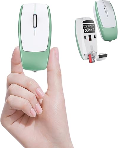 Ratón inalámbrico con Bluetooth de dedo pequeño con lector de tarjetas TF, bolsillo silencioso, portátil, portátil, compacto, USB, portátil,