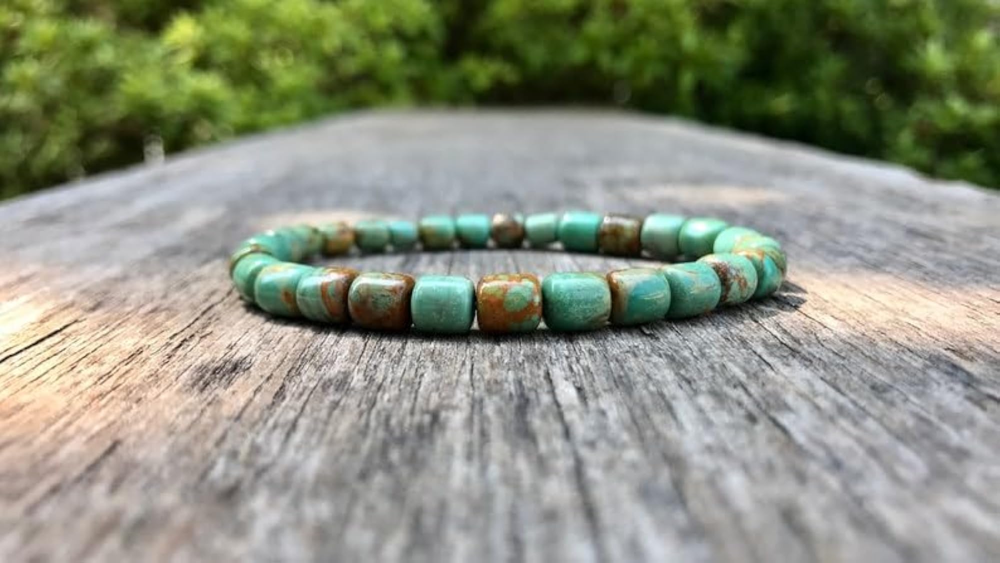 Natural Arizona Turquoise 5-8mm Gemstone Stretch Bracelet, Unisex Gift