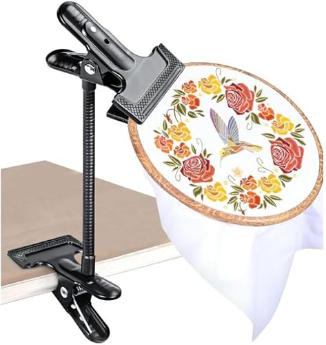 Adjustable Embroidery Hoop Stand Holder, 360° Rotating Table Clamp, Flexible Gooseneck, for Cross Stitch Needlework Sewing Craft