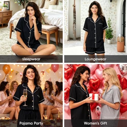 Image of BESTOUCH Womens Pajama Sets: 100% Cotton Muslin Linen Feel