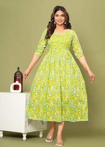 Image of Maternity Feeding Kurti for Women | Cotton Blend Anarkali Dress with Nursing Zip for Pre & Post Pregnancy