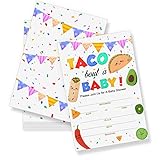 Taco Baby Shower Invitations,Mexican Fiesta Fill-in Invites, Cactus Baby Shower Invitations for Boys or Girls,Gender Reveal Party Supplies Decorations(25 Count with Envelopes),B04