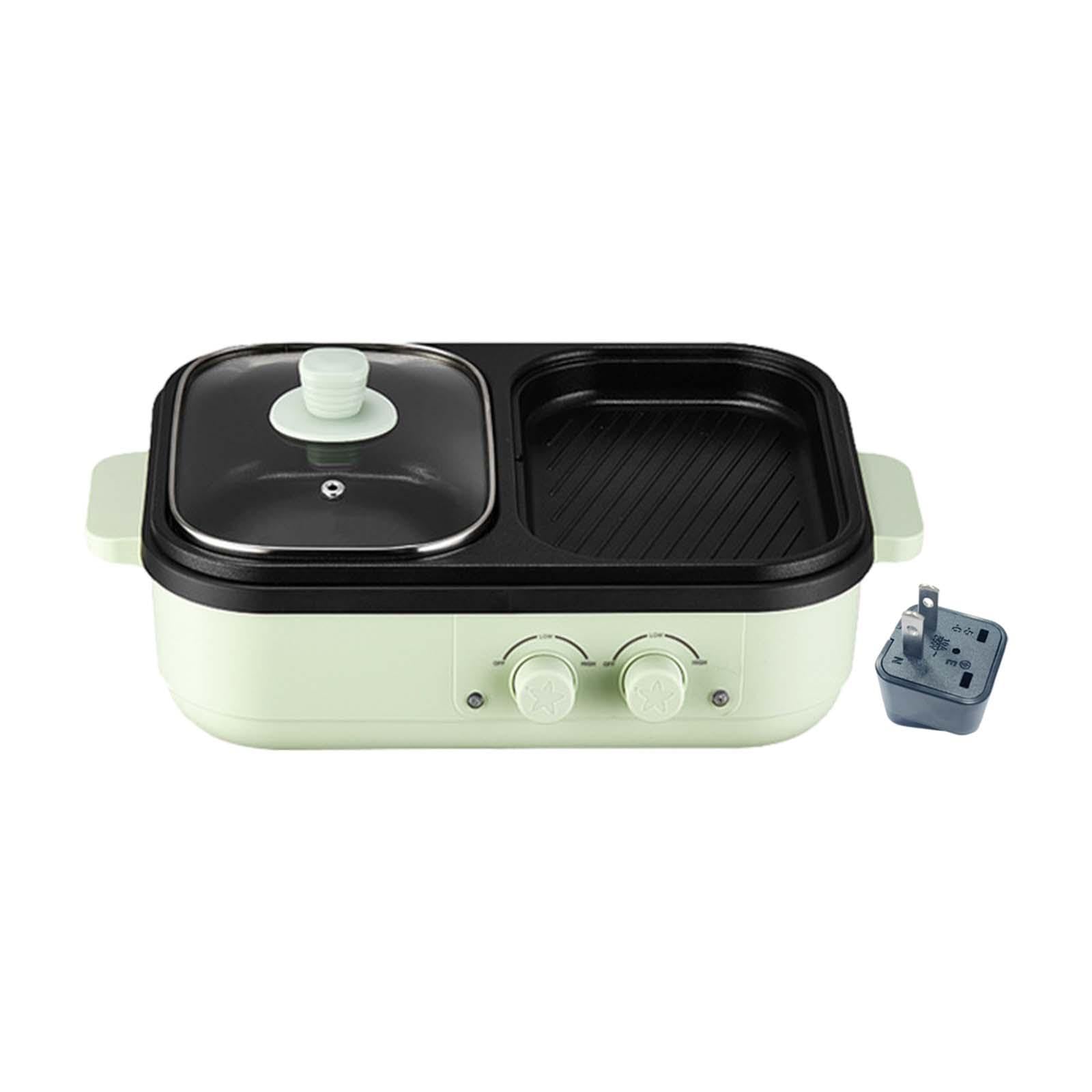 VELURA Shabu Pot and Griddle Jp Plug Cooking Pot for Outdoor Hot Pot Birthday Party Green|pot+ power cord+conversion plug(JP Plug)-image-46