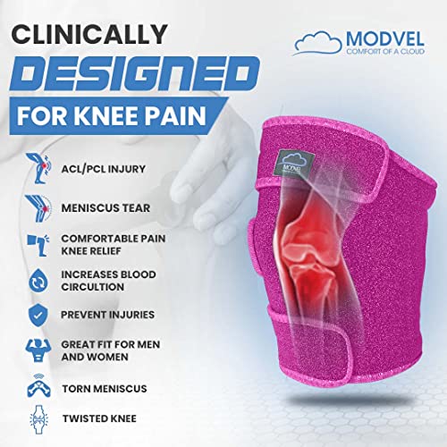 Modvel Knee Brace With Side Stabilizers | Fsa Or Hsa Eligible | Patella Gel Pads Knee Support Braces For Knee Pain, Meniscus Tear,Acl,Mcl,Arthritis, Joint Pain Relief,Injury Recovery. (L/Xl Pink) #TOP5