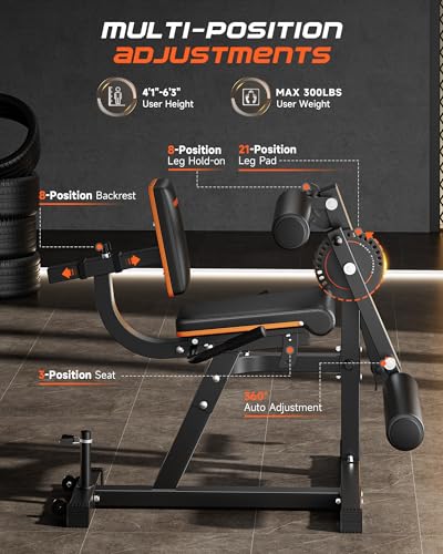 Image of FEIERDUN 4-in-1 Adjustable Leg Extension Curl Machine - 700lbs Capacity Leg Extension Machine for Lower Body Workouts - Adjustable Leg Curl Machine