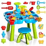 Lucky Doug Kids Sand and Water Table for Toddlers, 4 in 1 Outdoor Sand Water Play Table Beach Toys...