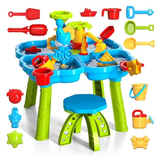 Lucky Doug Kids Sand and Water Table, 4 in 1 Beach Toys for Toddlers Kids Boys Girls, Outdoor Activity Summer Play Toys for Toddlers Age 3-5