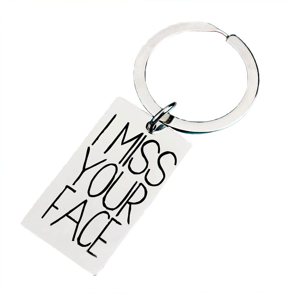 Guqqeuc Long Diatance Gifts for Women Men I Miss You Face Keychain for Boyfriend Wife Girlfriend Birthday Gifes for Mom Dad Son Christmas Gifts Moving