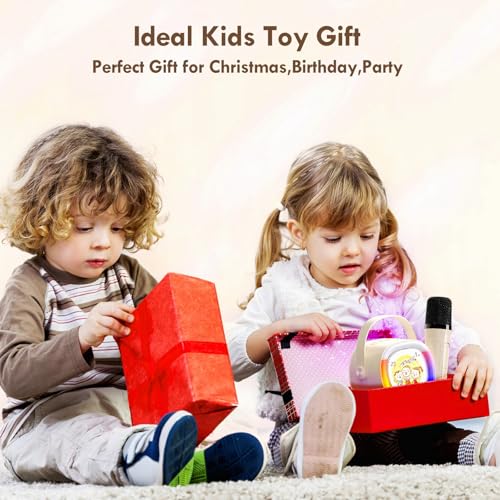 51RRap3AzxL. SL500  - HWWR Karaoke Machine for Kids Adults, Mini Karaoke Machine with 2 Wireless Microphones & LED Lights for Home Party, Bluetooth Speaker Toys for Kids, Christmas Birthday Gifts for Girls Boys Ages 3-12+