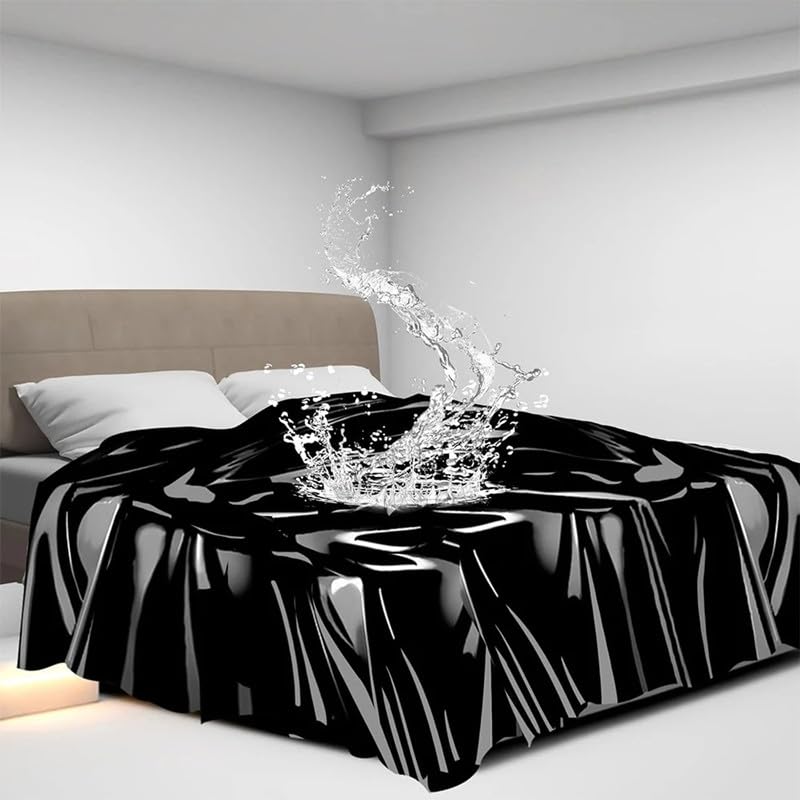 AJOHBM Funda de colchón Impermeable PVC Negro 220x130 cm Protección para Parejas Fácil de Transportar 05232